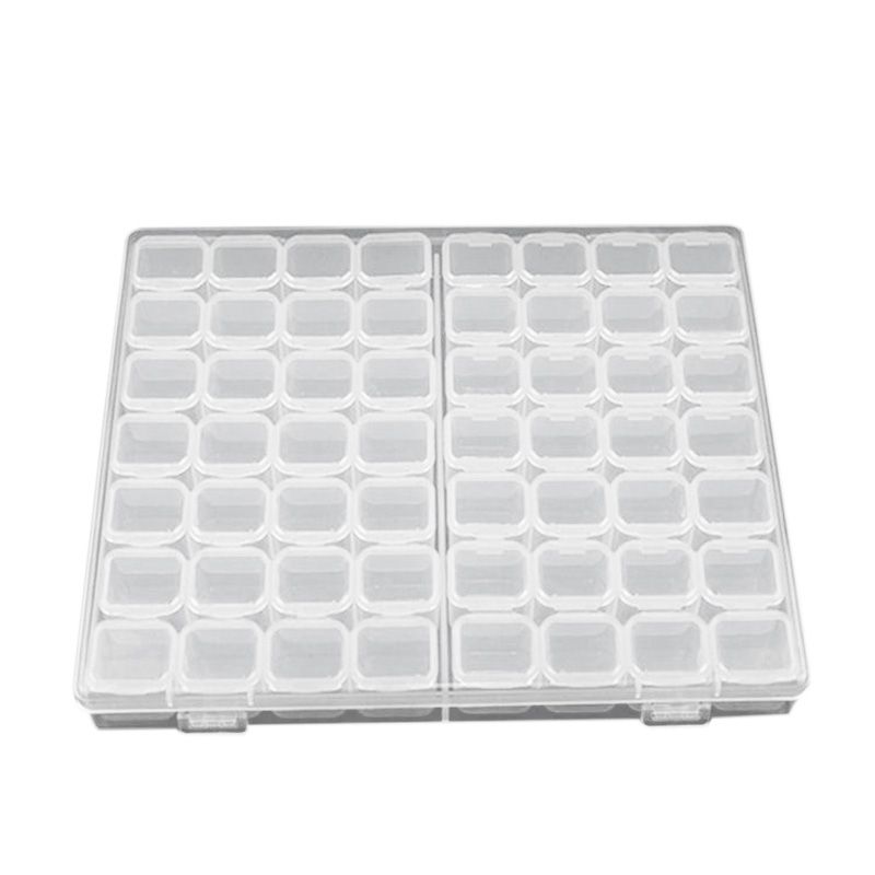 56 Grid Storage Tool Diy Removable Clear Plastic Organizer Nail Art Rhinestone 56 Diamonds Jewelry Grid Earrings Bead Necklace Storage Box Display Stand -transparent