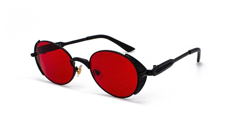 C6 black red47943 Retro Steam Punk Sunglasses Men Women Fashion Shades UV400 Vintage Glasses
