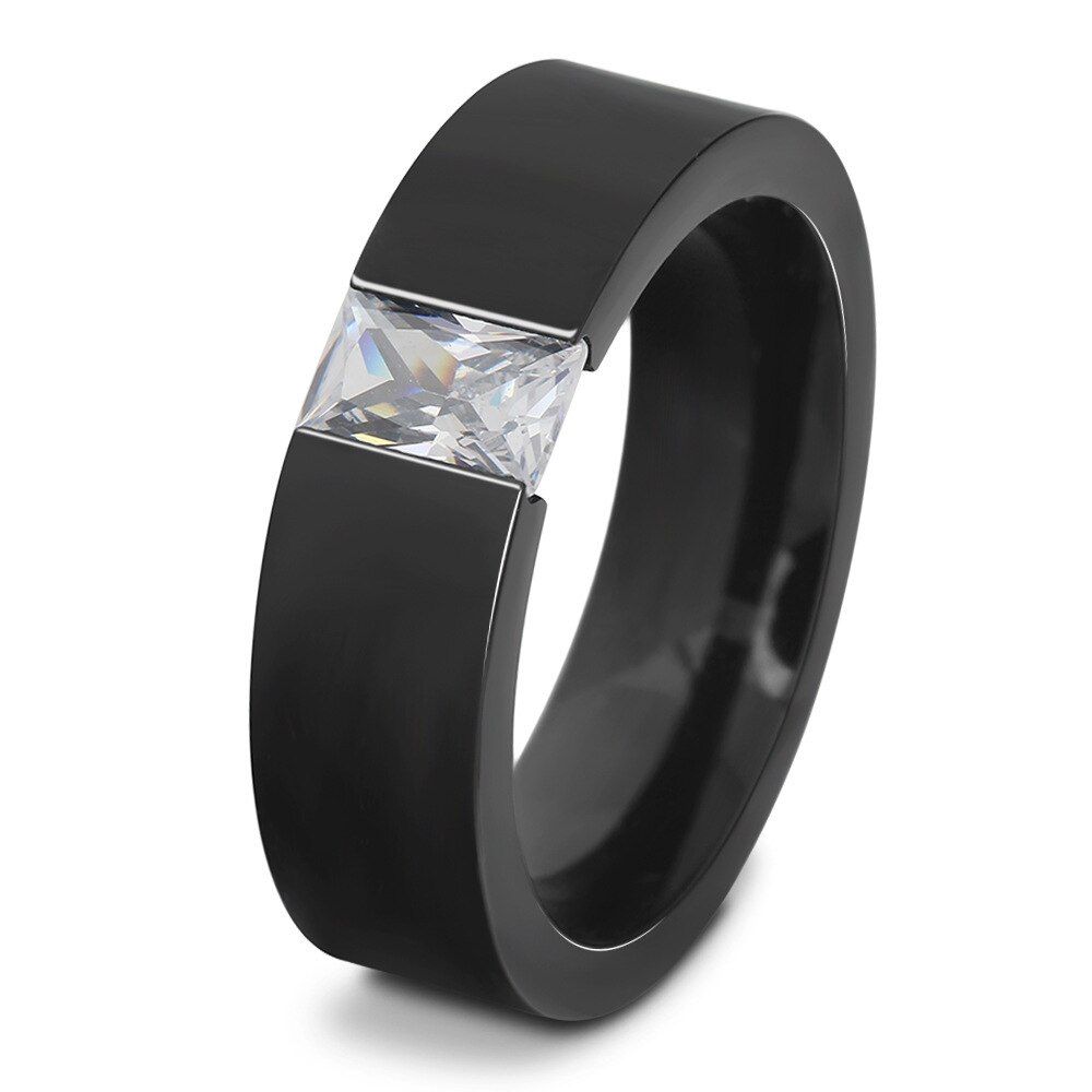 Carofeez Fashion Black Men Ring AAA Zircon Rhinestones Ring For Men/Women Charm Jewelry Accessories Lover Gift