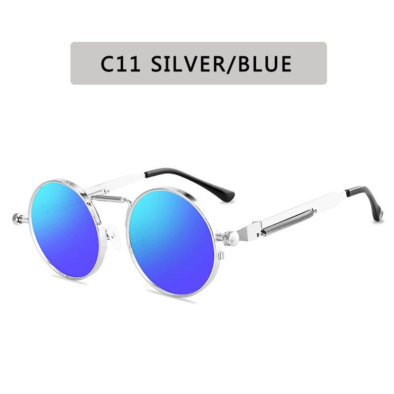 C112021 Vintage Men Sunglasses Women Retro Punk Style Round Metal Frame Colorful Lens Sun Glasses Fashion Eyewear Gafas sol