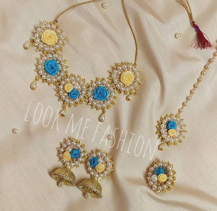 Flower Jewellery Earrings tikli and Choker finger ring Bridal/Holud/Boishakh Fashion For Women