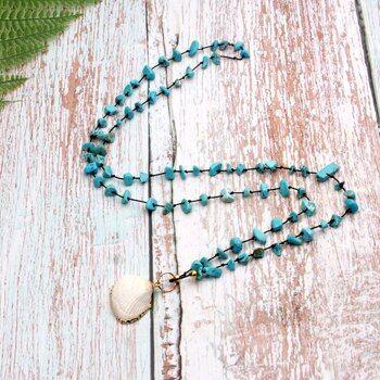 MOON GIRL Knotted Natural Crystal Big Cowrie Pendant Necklace Women Fahsion Trendy Long Chic Handmade Collier Femme Dropshipping