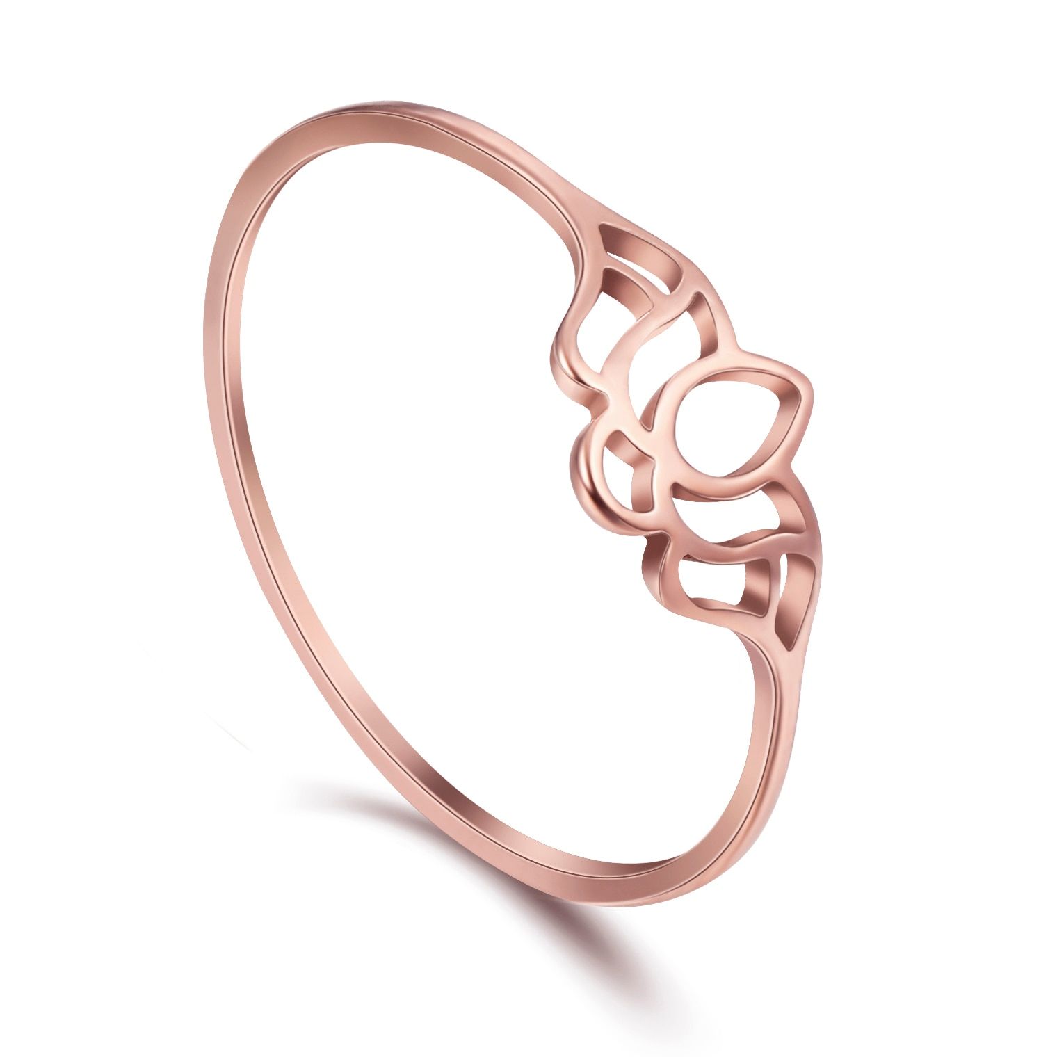 Skyrim Lotus Flower Finger Rings Women Shiny Stainless Steel Casual Ring Gold Color Wedding Anniversary Jewelry Birthday Gift