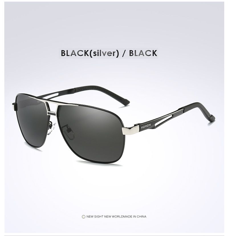 AORON New Mens larized Sunglasses Driver Driving Sun Glasses Classic Fashion Square Sunglasses High Quality UV400- black-Zipper Glasses Case