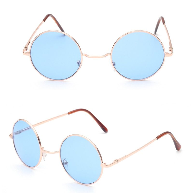 BlueRetro hippie Metal Lennon round sunglasses women Metal frame circle round tinted lens sunglasses Super hippie chic style