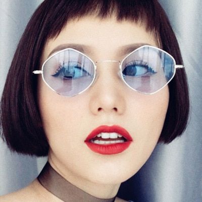 black clearFashion Blue Sunglasses Women rhombus Small Frame Popular Brand Designer Luxury Ocean Lady Summer Style Sun Glasses Female