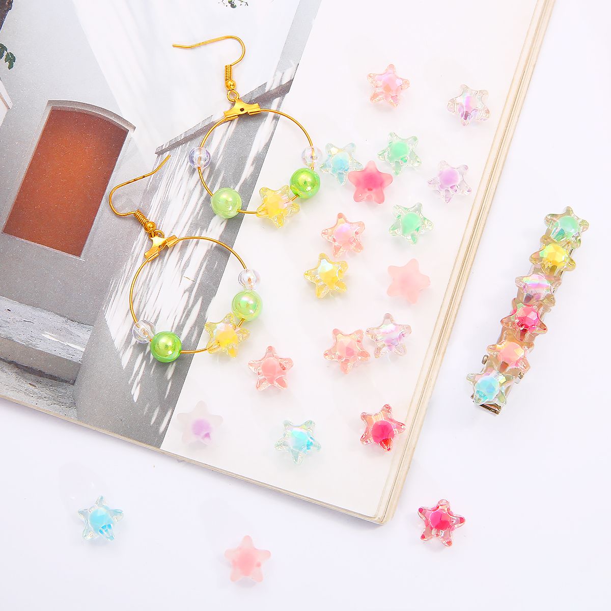 8mm 100pcs AB Plated Color Inner Color Acrylic Beads Loose Round Beads Craft For Fashion Jewelry Making