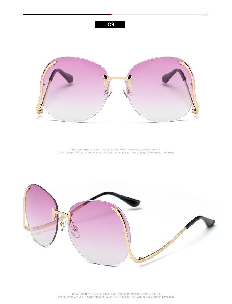 C9 66302020 Rimless Gradient Sunglasses Women Oversized Clear Lens Optics Metal Frame UV400 Vintage Sun Glasses Retro Eyewear oculos