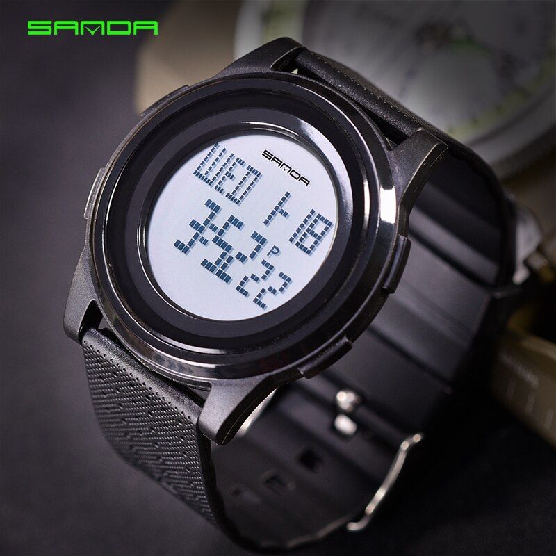 SANDA Waterproof Silicone Strap Digital Watch