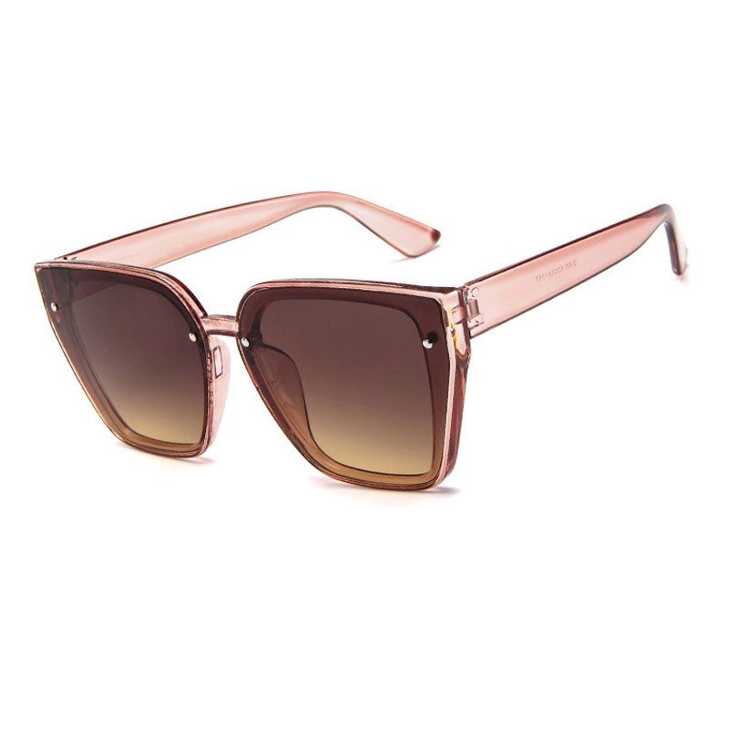 BrownHUHAITANG 2019 Oversized Square Sun Glasses Women Brand Rivets Sunglasses For Womens Designer Outdoor Ladies Plastic Sunglases