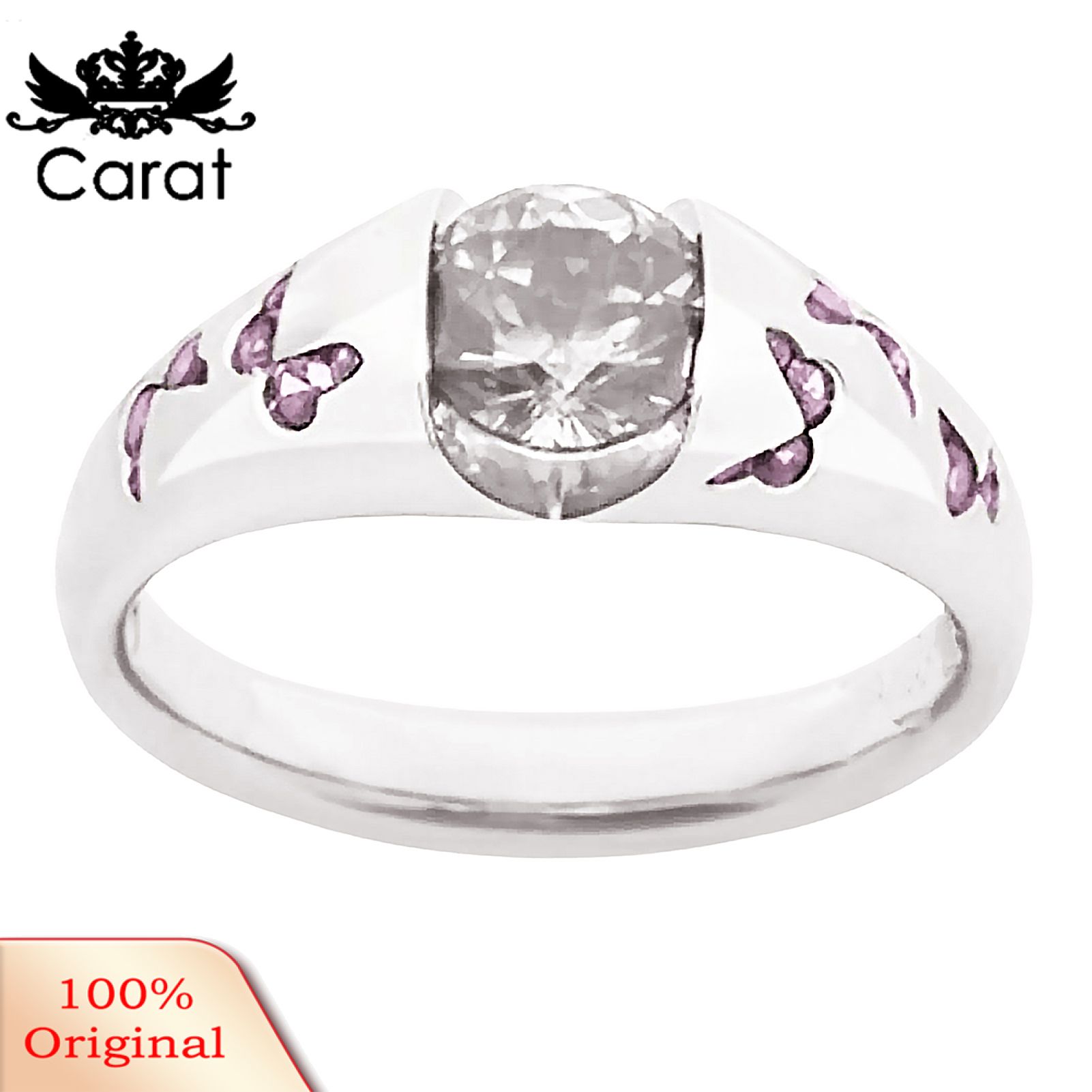Finger Band Sparkling Cubic Zirconia Butterfly Women Ring