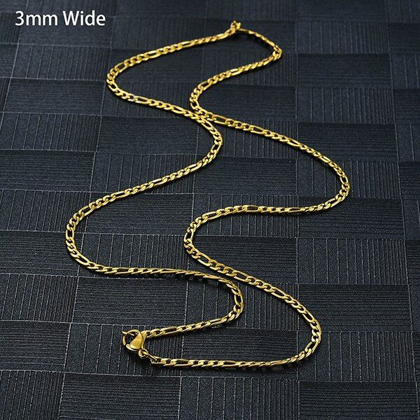 Mens Figaro Chains Stainless Steel Necklace For Gold/Steel Women Fashion Necklaces Jewelry Gift