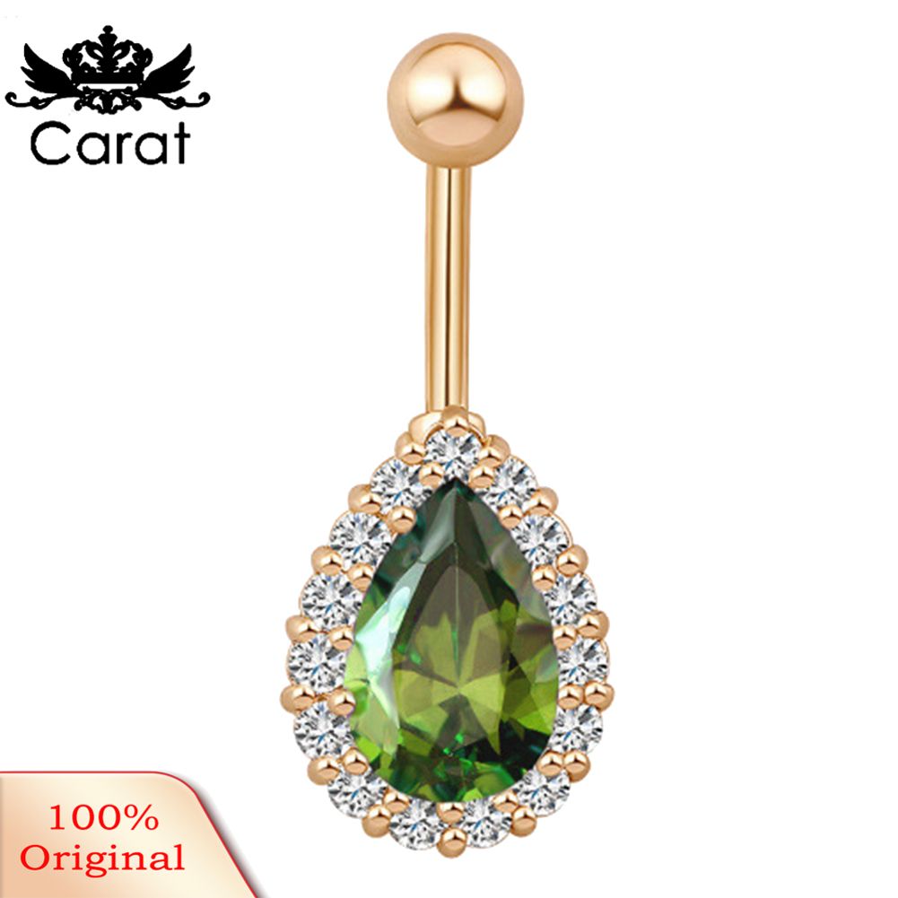Fashion Women Cubic Zircon Drip Navel Belly Button Ring Body Piercing Jewelry