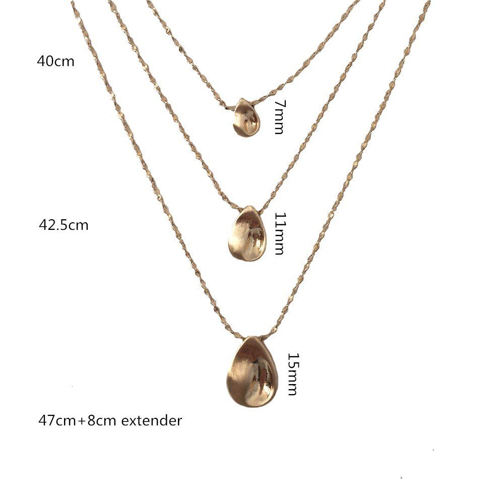 2020 F/W Gold Color with Shiny Glitter Square Pendant Three Layer in one lobster layered necklace for women mother gift present