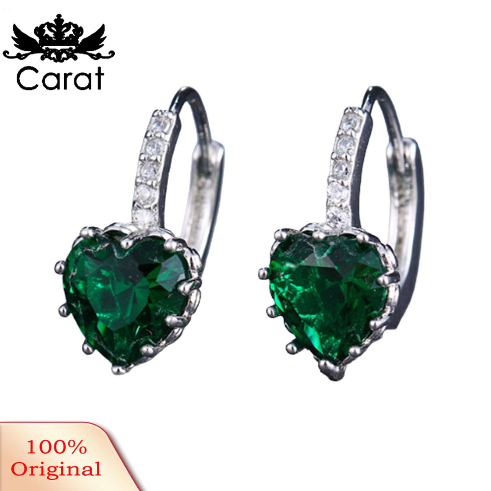 Circle Earrings Beautiful Shining Heart Cubic Zirconia Round Earrings