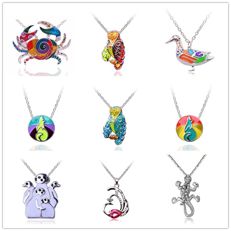 Free Fan Owl Frog Duck Animal Pendant Necklace Fashion Gothic Statemet Necklace For Women Grils Wedding Party Gift
