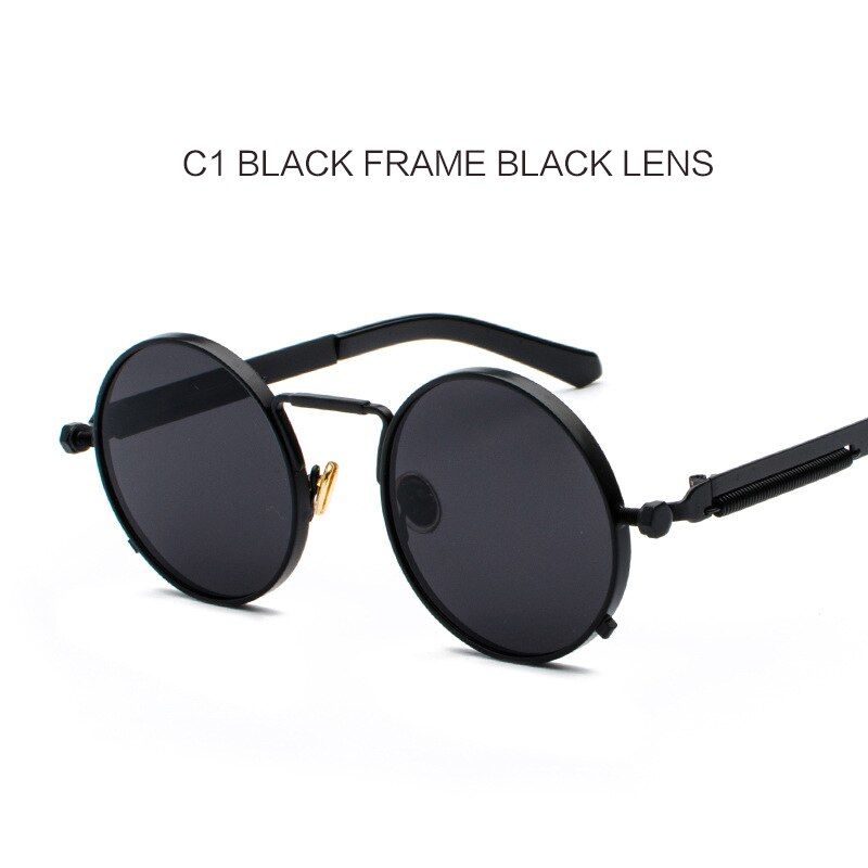 C1YOOSKE Vintage Steampunk Sunglasses Men Women Luxury Brand Designer Metal Steam Punk Sun Glasses Shields Round Eyeglasses UV400
