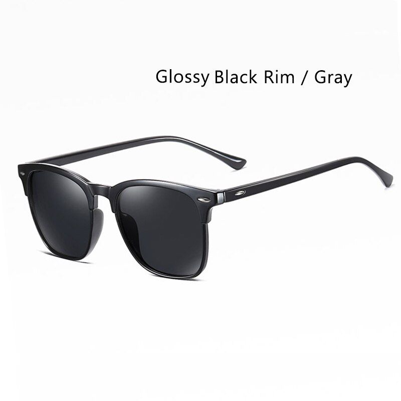 GlossyBlk GraySquare Classic Sunglasses Polarized Men Driving Glasses Women Sun Glasses Brand Designer Male Retro Sunglasses For Men/Women