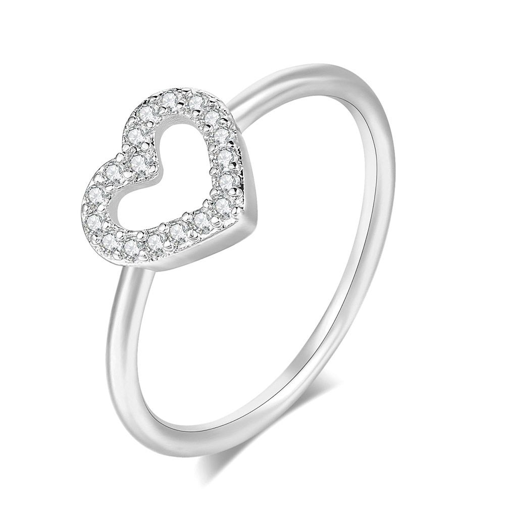 Romantic Heart Rings For Women Girls Rose Gold Color Zircon Cute Party Daily Midi Rings Fashion Jewelry R916