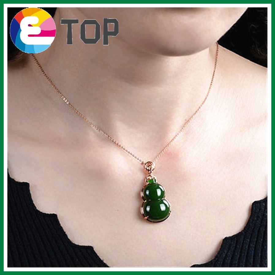 Hetian Jasper Pendant Jade Gourd Pendant K Gold Plated Gourd Pendant Pendant Green Chalcedony Jade