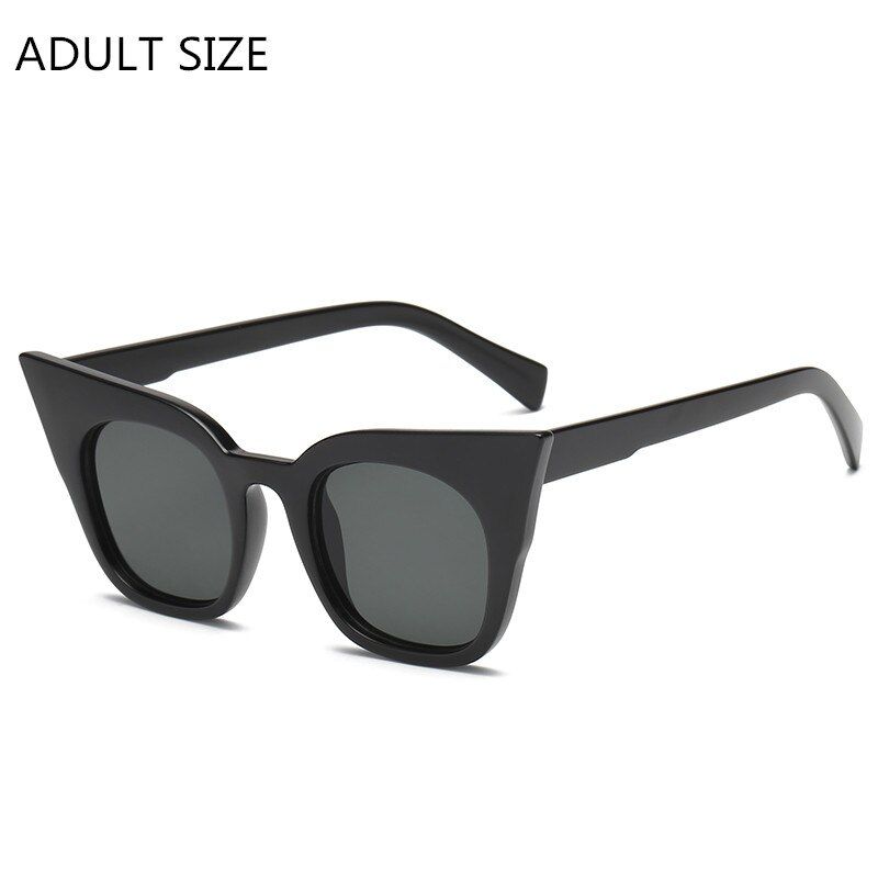 ADT-BlackBlackLongKeeper Cat Eyes Sunglasses Fashion Women PC Frame Sun glasses Adults and Kids Vintage UV400 Sun Glasses Gafas 8012