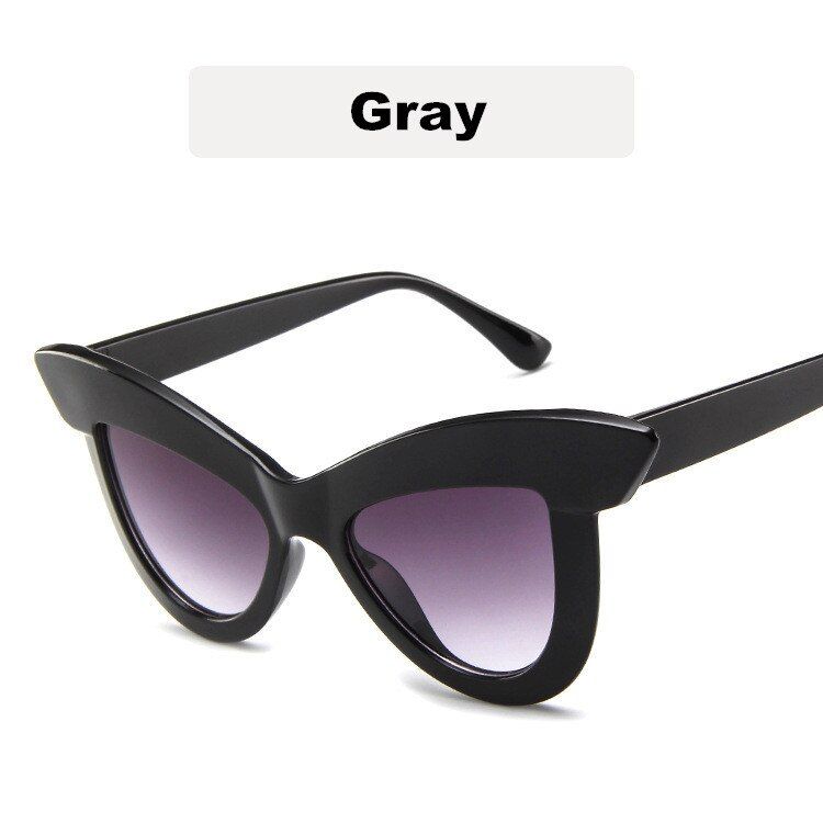 grayVintage Cat Eye Plastic Sunglasses Women Classic Big Leopard Designer Brand Gradient Anti-Reflective Sun Glasses Women Uv400