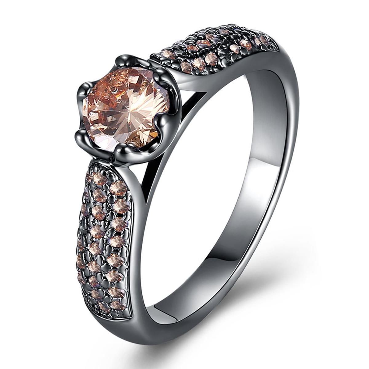 Princess Big Round Zircon Women Finger Ring Female Wedding Jewelry
