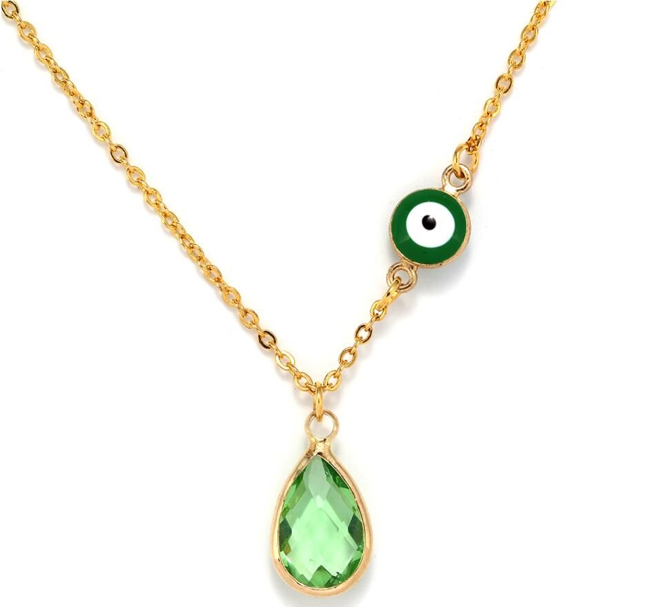 MEIBEADS Fashion Evil Eye Beads Clavicular Chain Necklaces Colorful Birthstone Necklaces For Women Girls Summer Party Jewelry