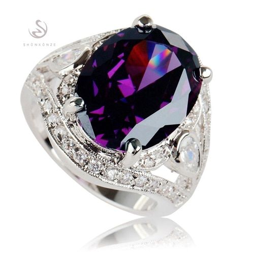SHUNXUNZE Engagement wedding rings for men and women Rainbow Blue pink Purple Cubic Zirconia Rhodium Plated R382 R543 R546 R701