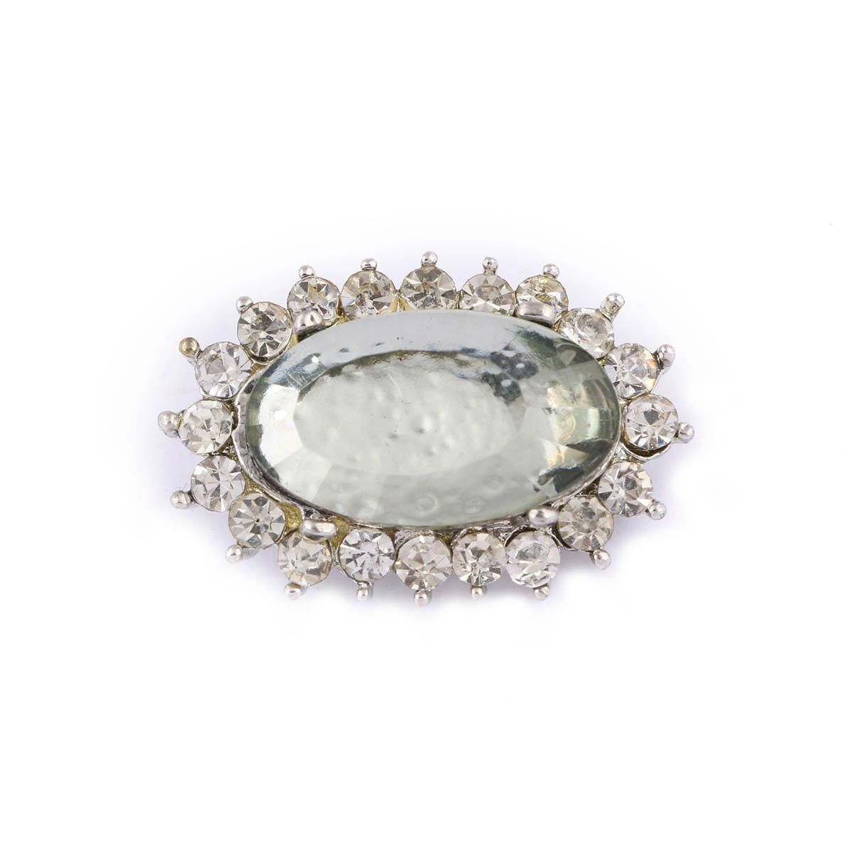 Fashionable Light Green Stone Oval Shape Brooch Pin Or Hijab Pin For Women