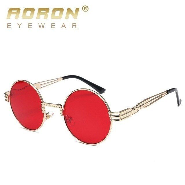 C3AORON round frames Red Sunglasses eyeglasses for women vintage steampunk sun glasses ladies lunette de soleil femme nerd metal