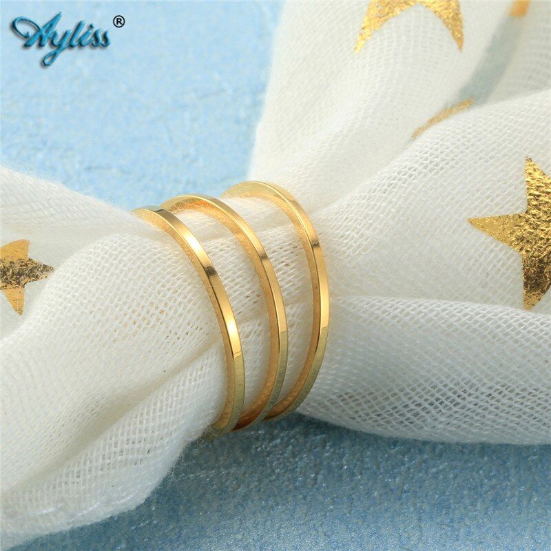 Ayliss 3 PCS 1MM Stainless Steel Band Knuckle Stacking Rings for Women Fashion Midi Rings Comfort Fit Size 4-9