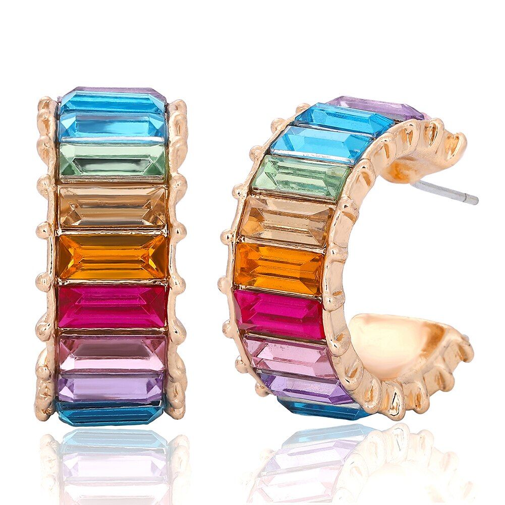 Best lady Crystal Stud Earrings Girls Christmas Gifts Boho Glass Women Wedding Accessories Statement Earrings Party Wholesale