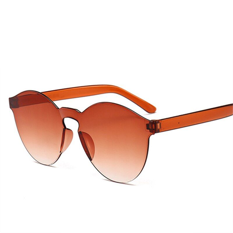 SHUANGBROWNXojoX Colorful Sunglasses Women Fashion Luxury Candy colors Rimless Sun Glasses Girls Transparent Lens Eyeglasses UV400 Shades