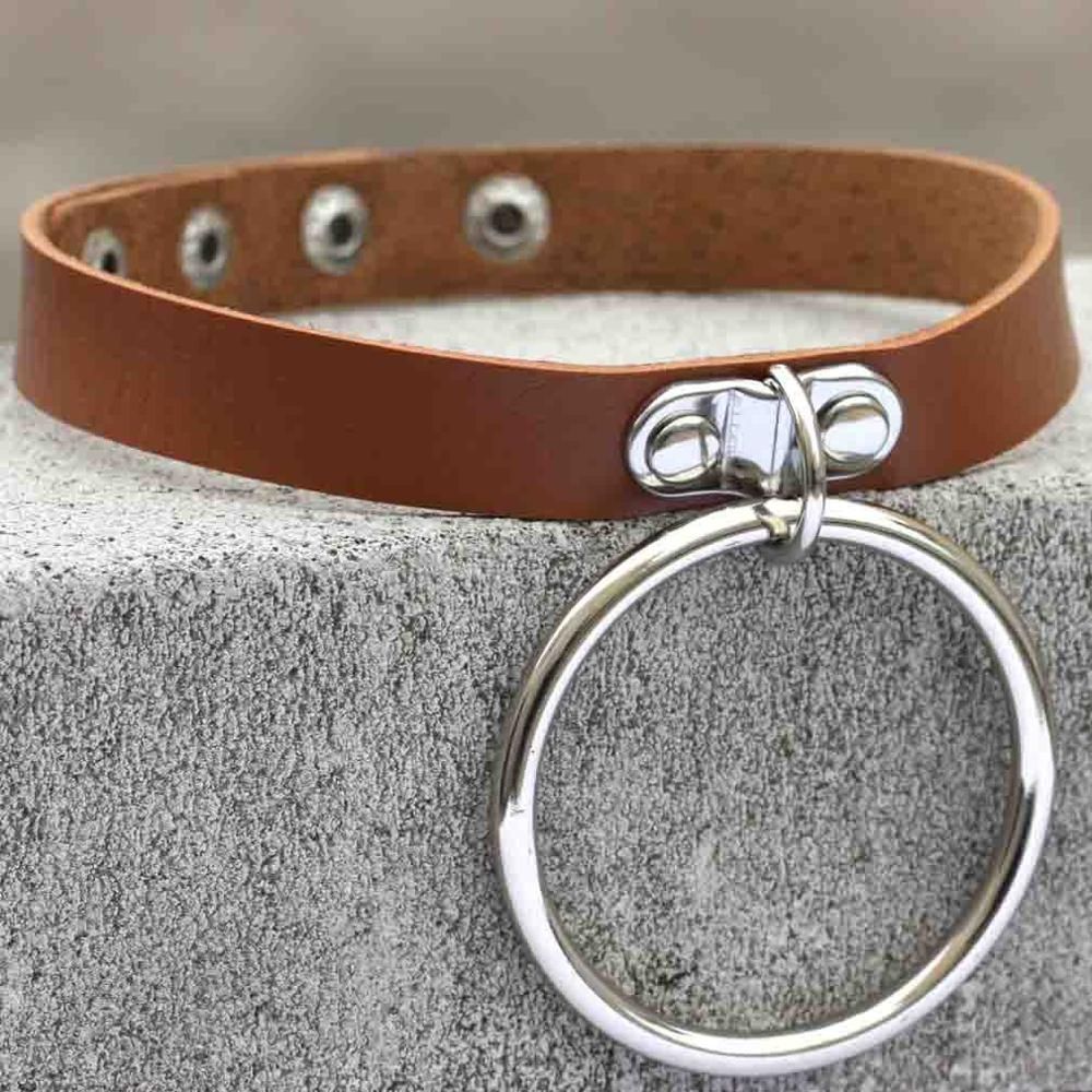 2019 Women Men Jewelry Trendy Punk Rock Sexy Harajuku Big Metal Round Pendant Leather Collar Choker Necklace Statement Collares