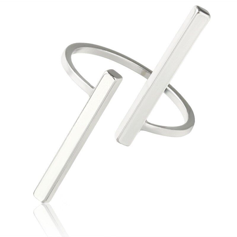 Simple Geometry Opening Finger Ring Gold Silver Color Black Adjustable Couple Rings Jewelry aneis bagues pour femme