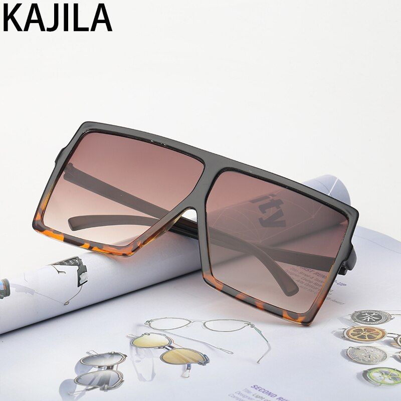 Black Leopard Brown2020 Fashion Square Oversized Sunglasses Women Big Frame Brand Designer Vintage Sun Glasses Shades For Women oculos masculino