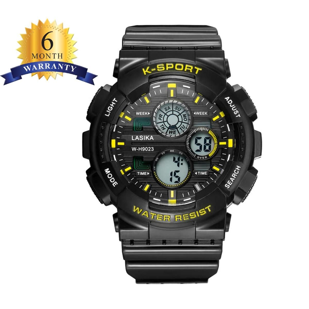 LASIKA K-Sports Water Resistance / Waterproof Watch, LASIKA W-H9023 Silicone Digital Watch for Men -Black