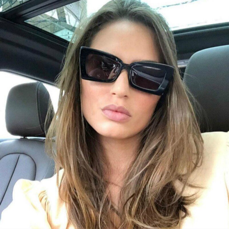 white gray2021Fashion Modern Square Sunglasses Men Vintage Big Frame Women Brand Design Sun Glasses Oculos De Sol UV400