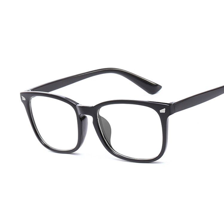 Bright blackVintage Rectangle Clear Glasses Women Transparent Lens Glasses Frame Ladies Optical Eyeglasses Female Frame Unisex Gift