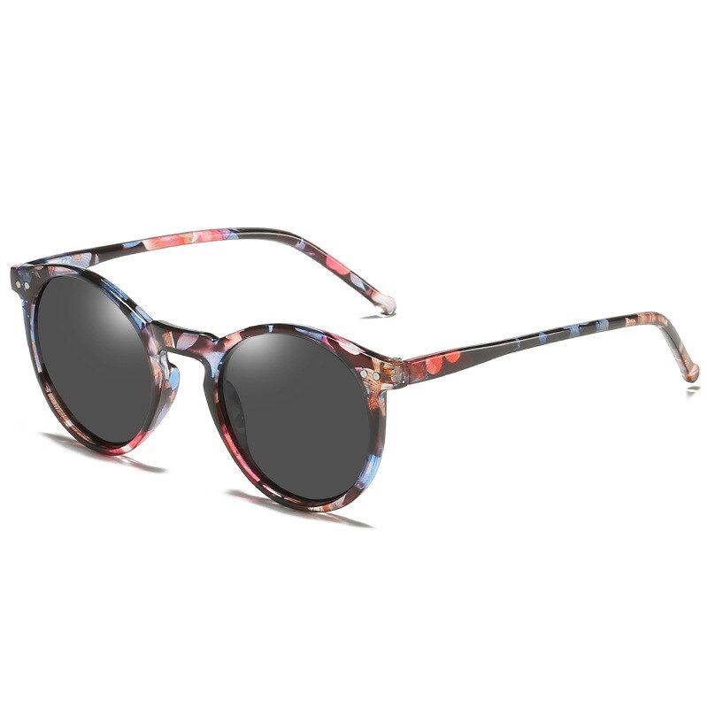 FLOWER-BLACKSIMPRECT Polarized Sunglasses Women 2020 Mirror Round Sunglasses Retro Vintage Driver's Sun Glasses UV400 Black Shades For Women