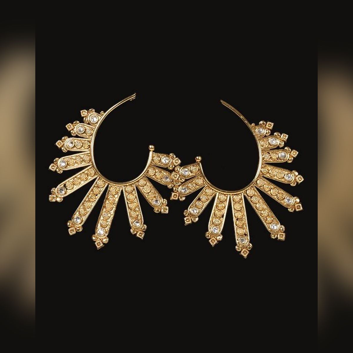 Golden Diamond Stone And Pearl Earring For Women
