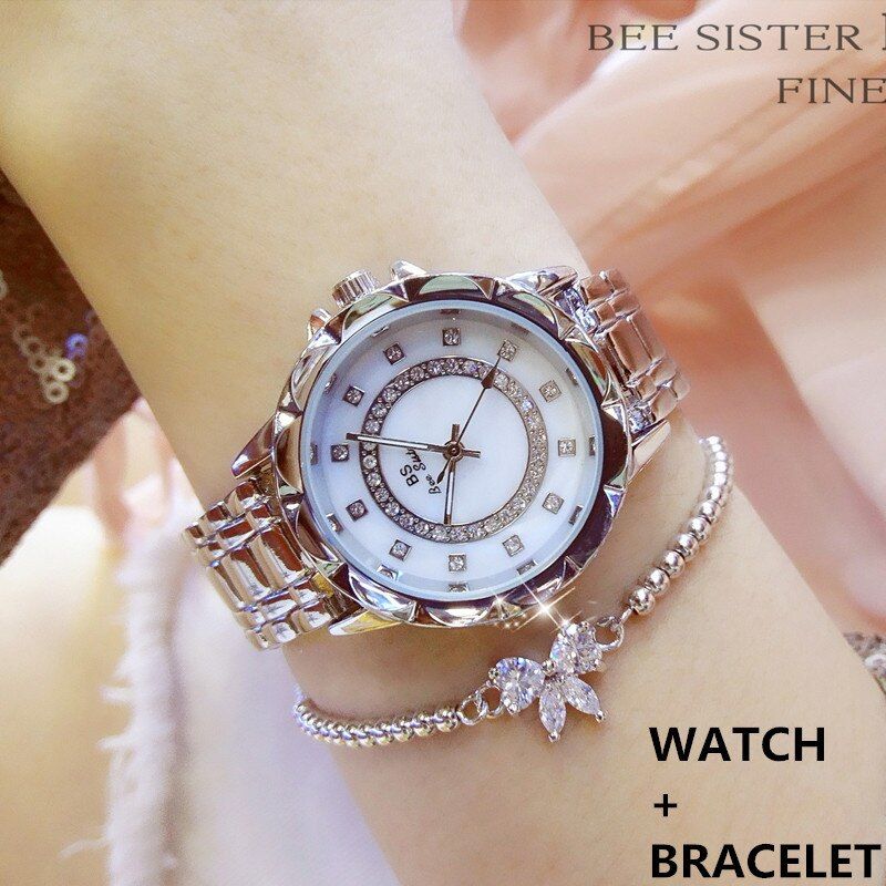 2019 BS Women Watches Luxury Brand Fashion Casual Ladies Watch Women Quartz Diamond Geneva Lady Bracelet Wrist Watches For Women