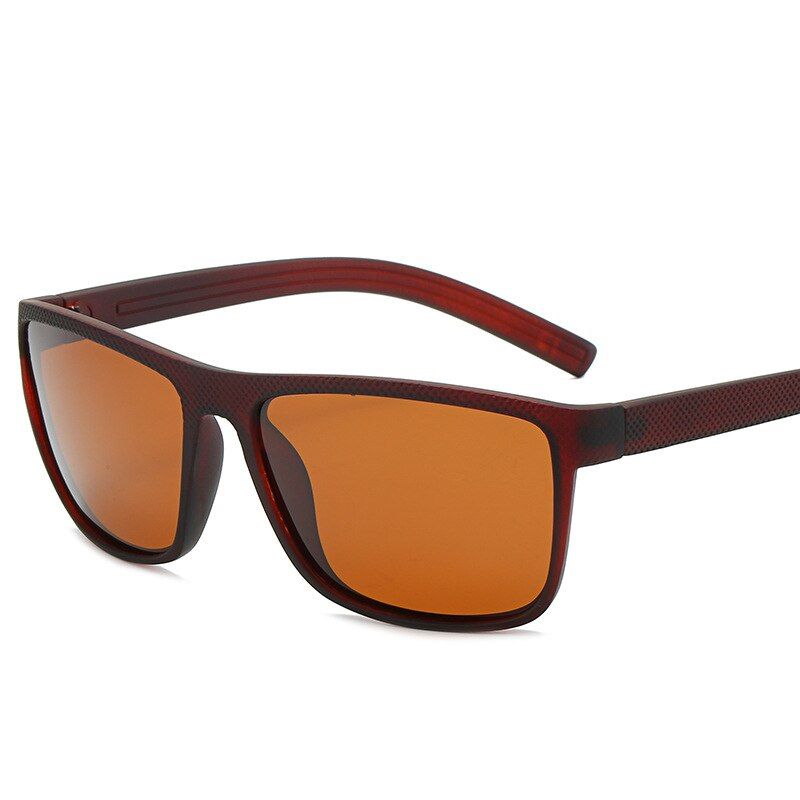 C4 BrownKUJUNY Retro Sports Style Polarized Sunglasses Men Black Driving Square Sun Glasses Men's Driving Polarization Fishing Eyewears