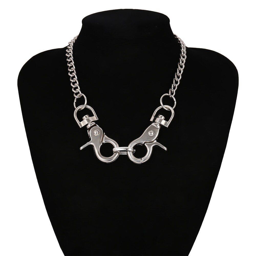 Personality Exaggeration Big Clasp Pendant Necklace for Women Hip hop Collar Necklace Punk Vintage Chunky Necklace 2020 Jewelry