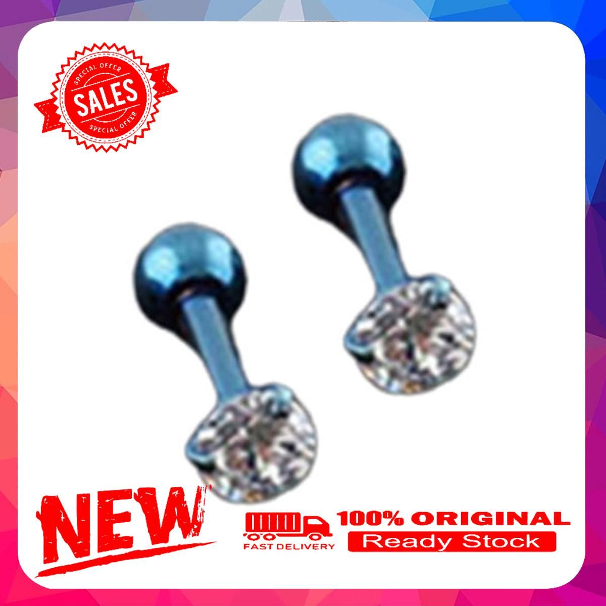 Ear Studs Anti-allergic Cubic Zirconia Stainless Steel 3 Prong Design Earrings for Daily Life