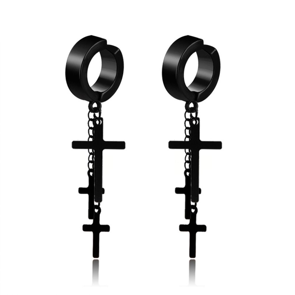 2 Pcs/set Ear Clip ium Steel  othic Black Universal Ear Studs