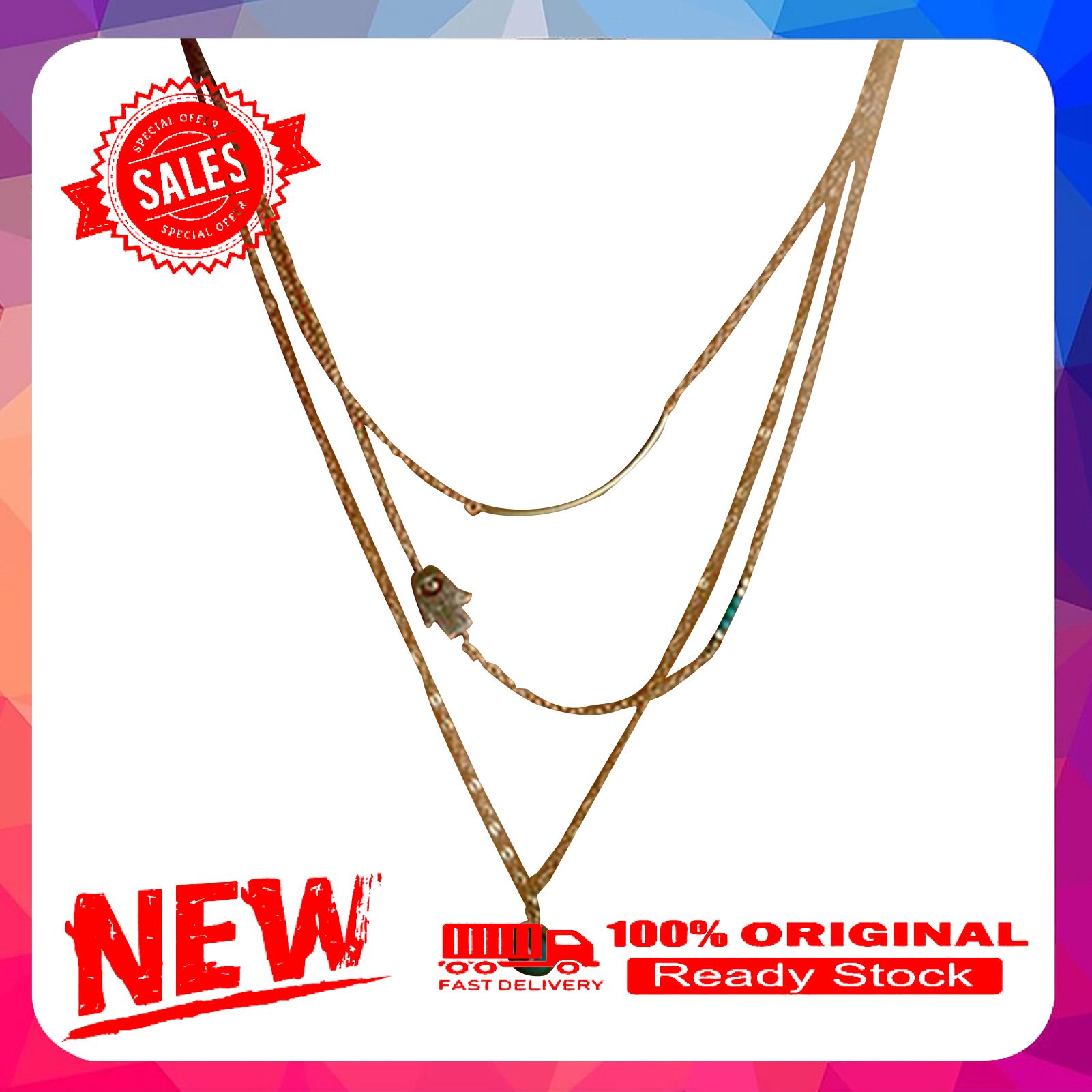 Necklace Exquisite Wear-resistant Women Multi-layer Leaf Heart Pendant Chain for Party