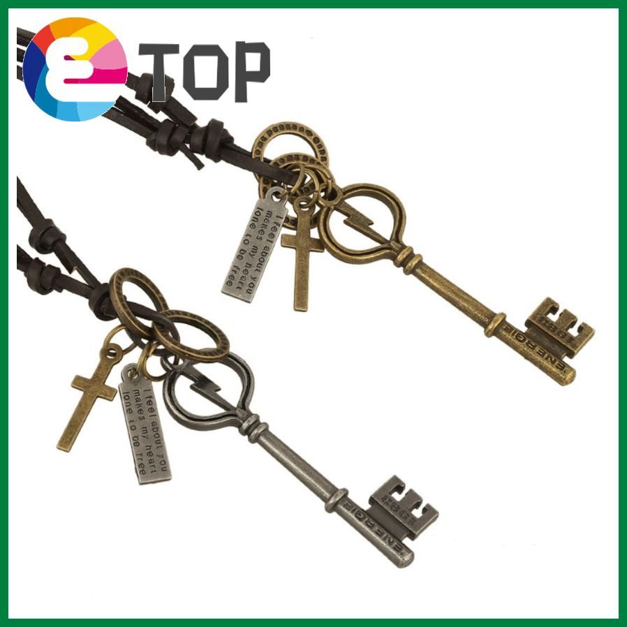 European And American Jewelry Simple Long Leather Necklace Retro Key Pendant Sweater Chain Creative Accessories