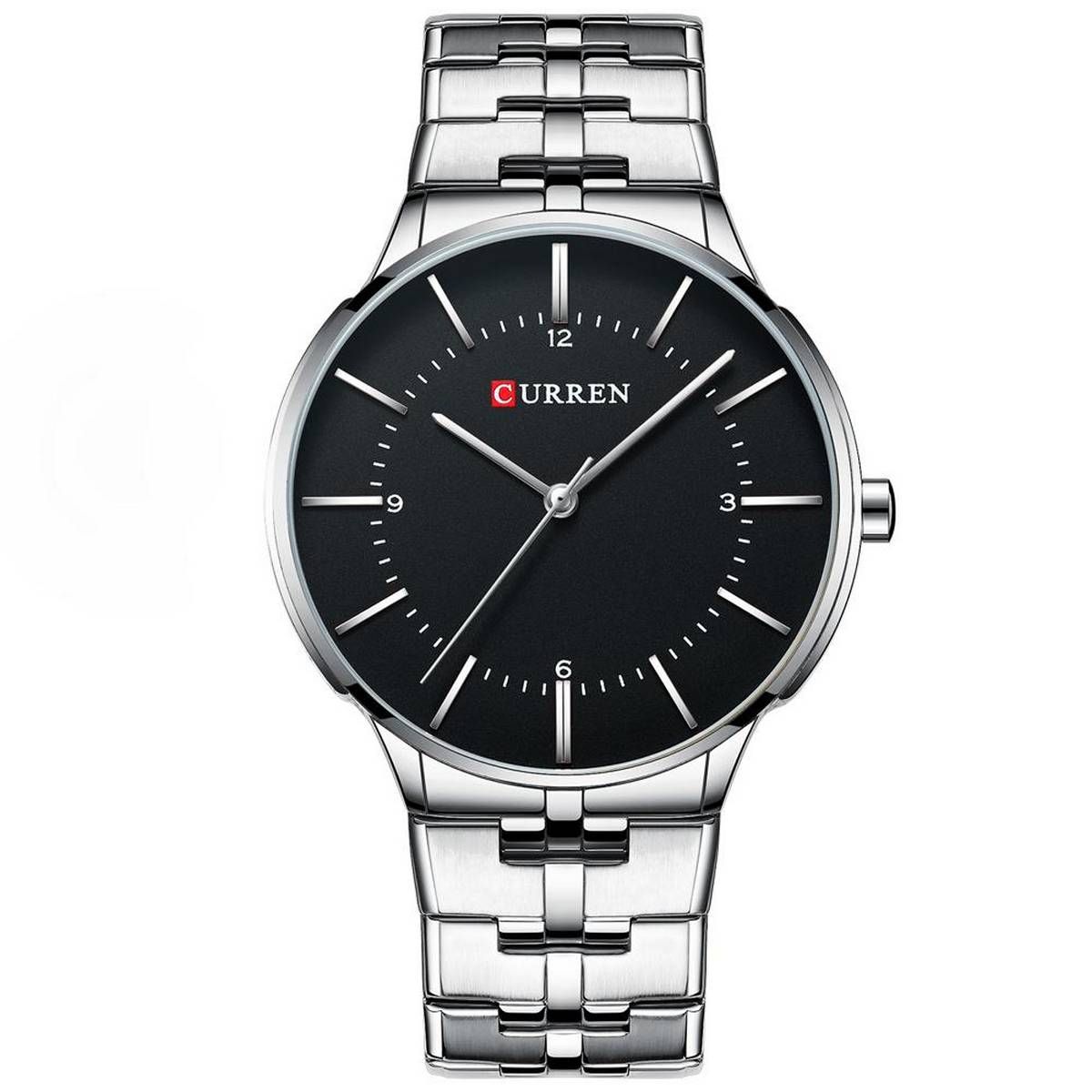 CURREN 8321 Silver Stainless Steel Analog Watch For Men - Black & Silver